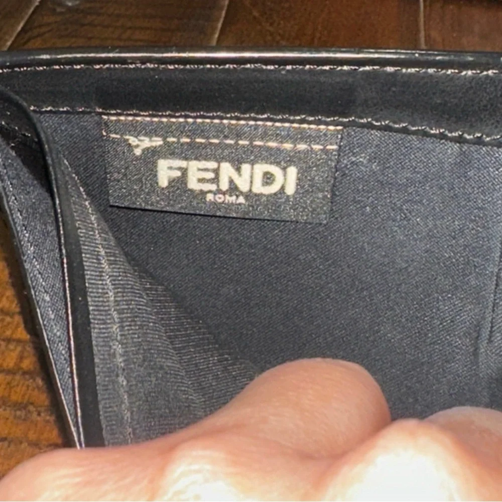 Authentic Fendi Bag Bugs Monster Eyes Black Leather Bifold Wallet with Box